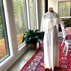 Mike Benet 10 rhinestone  White Sheer Overlay Gown from late 70s.